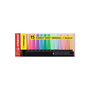 Boss Original Fosforlu Kalem Yeni Masa Seti 15 Karışık Renk