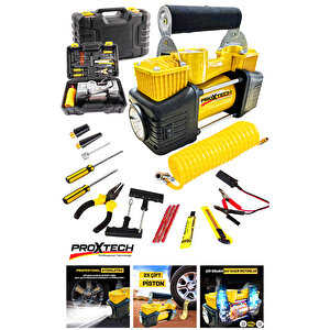 Profesyonel Çift Pistonlu 12v 150 Psi Hızlı Dolum Araba Lastik Bot Şişirme Kompresörü Lastik Set