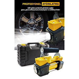 Profesyonel Çift Pistonlu 12v 150 Psi Hızlı Dolum Araba Lastik Bot Şişirme Kompresörü Lastik Set