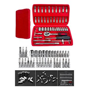 46 Parça Mini Lokma Takımı Otomatik Cırcırlı 1/4" Wrench Set Yüksek Kalite Kombinasyon Alet Seti