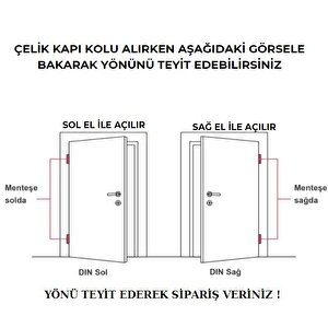 Lüx Mat Siyah Aynalı Kapı Kolu Daire Giriş Kapı Kolu Sağ El İle Açılır 1 Adet