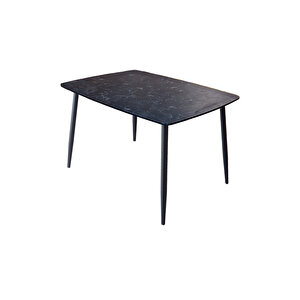 Netaks Truva Masa Siyah Metal Ayaklı Mutfak Yemek Masası - 90x120 Cm