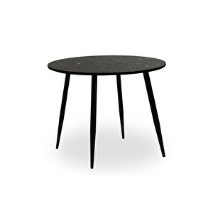 Truva Masa Siyah Metal Ayaklı Mutfak Yemek Masası - Yuvarlak 90q Cm