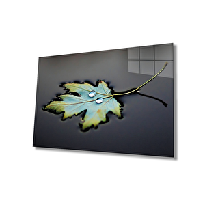 Yaprak Damla Doğa Cam Tablo 50x70 cm