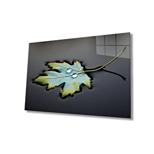 Yaprak Damla Doğa Cam Tablo 90x60 cm