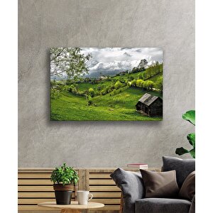 Doğa Manzara Yeşil Cam Tablo 36x23 cm