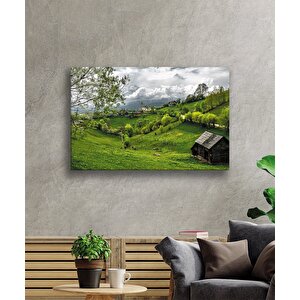 Doğa Manzara Yeşil Cam Tablo 90x60 cm