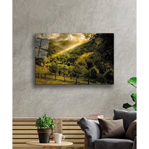 Yeşil Manzara Doğa Cam Tablo 90x60 cm