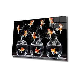 Balıklar Cam Tablo Fishes 36x23 cm