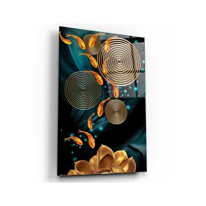 Gold Balıklar Cam Tablo 50x70 cm