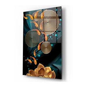Gold Balıklar Cam Tablo 50x70 cm