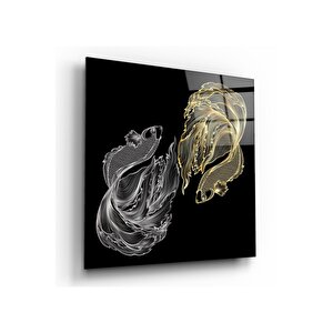 Balıklar Cam Tablo 100x100 cm