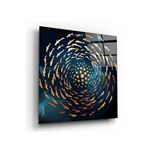 Balıkların Girdabı Cam Tablo 30x30 cm
