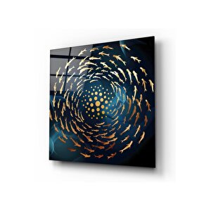 Balıkların Girdabı Cam Tablo 30x30 cm