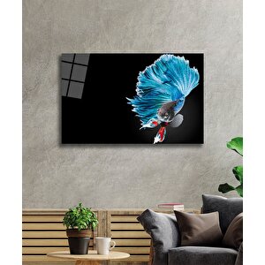 Mavi Balık Cam Tablo Blue Fish 50x70 cm