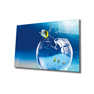 Balık Cam Tablo Fish 36x23 cm