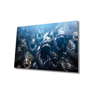Köpek Balıkları Cam Tablo Sharks 50x70 cm