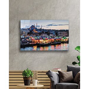 Balıkçılar Vei̇stanbul Manzarası Cam Tablo 36x23 cm