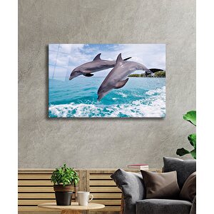 Yunus Balıkları Cam Tablo Dolphins 36x23 cm