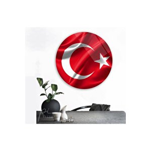Bayrak Yuvarlak Cam Tablo 30x30 cm