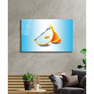 Portakalda Turuncu Balıklar Cam Tablo Fishes In Orange 110x70 cm
