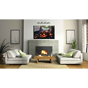 Işıklı Bal Kabağı Noel Cam Tablo 50x70 cm