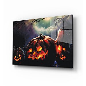 Işıklı Bal Kabağı Noel Cam Tablo 36x23 cm