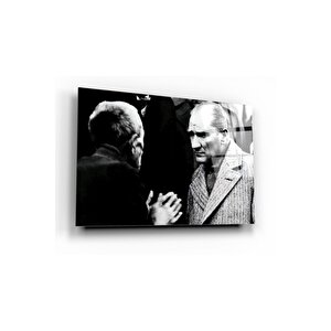 Atatürk Ve Köylü Cam Tablo 50x70 cm