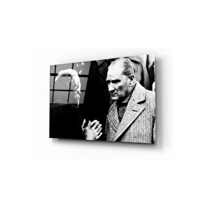 Atatürk Ve Köylü Cam Tablo 50x70 cm