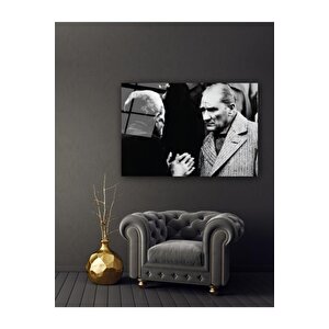 Atatürk Ve Köylü Cam Tablo 50x70 cm