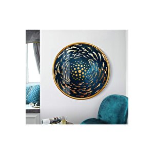Gold Balıklar Yuvarlak Cam Tablo 30x30 cm