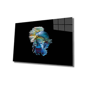 Mavi Balıklar Cam Tablo Blue Fish 50x70 cm