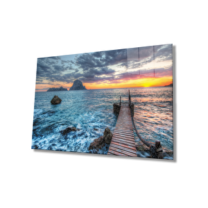 Gün Batımı Deniz Köprü Cam Tablo 50x70 cm
