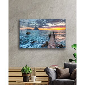 Gün Batımı Deniz Köprü Cam Tablo 50x70 cm