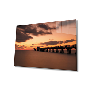 Gün Batımı Manzara Cam Tablo 110x70 cm
