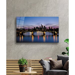 Gün Batımı Köprü Şehir Manzarası Cam Tablo 50x70 cm