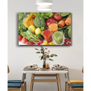 Meyve Sebze Meyve Suyu Cam Tablo 36x23 cm