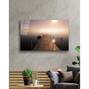 Gün Batımı İskele Manzara Cam Tablo 36x23 cm