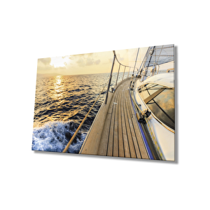 Gün Batımı Tekne Cam Tablo Sunset Boat Table 50x70 cm