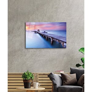 Gün Batımı Manzarası Ahşap Köprü Cam Tablo 50x70 cm