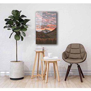 Gün Batımı Ve Dağ Cam Tablo 50x70 cm