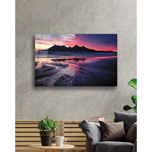 Gün Batımı Dağ Cam Tablo 36x23 cm