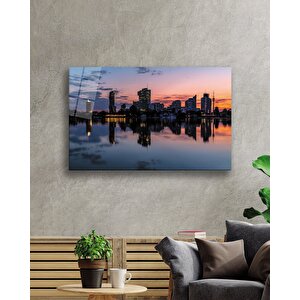 Gün Batımı Şehir Manzarası Cam Tablo 110x70 cm