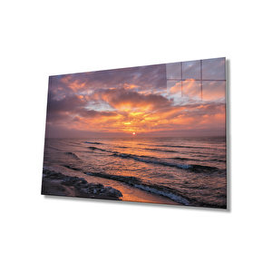 Gün Batımı Deniz Manzaralı Cam Tablo 50x70 cm
