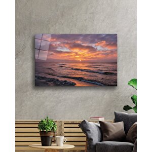 Gün Batımı Deniz Manzaralı Cam Tablo 50x70 cm