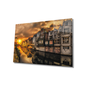 Gün Batımışehir Manzara Cam Tablo 50x70 cm