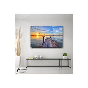 İskelede Gün Batımı Cam Tablo 70x110 cm