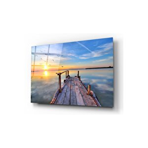 İskelede Gün Batımı Cam Tablo 60x90 cm