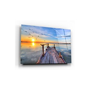İskelede Gün Batımı Cam Tablo 50x70 cm
