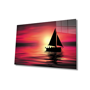 Denizde Gün Batımı Cam Tablo Sunset At Sea 90x60 cm
